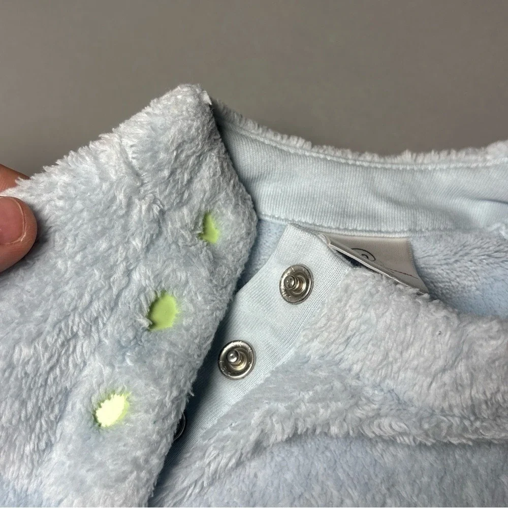 Hanna Andersson Fleece Star Pullover Light Blue Snap Shoulder Top Size 3-6 Month